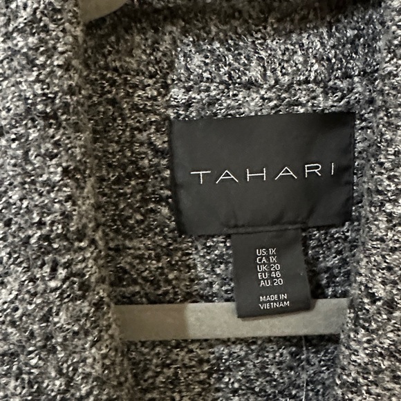 Tahari Wool blend Charcoal Gray black Textured longline Vest pockets Sz 1X - Picture 14 of 15